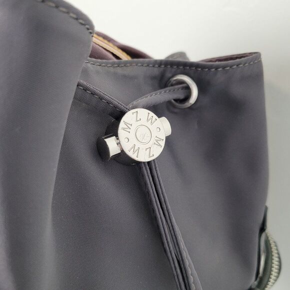 MZ Wallace Marlena Backpack Nylon Silver Hardware Leather Trim Gray - Picture 14 of 16